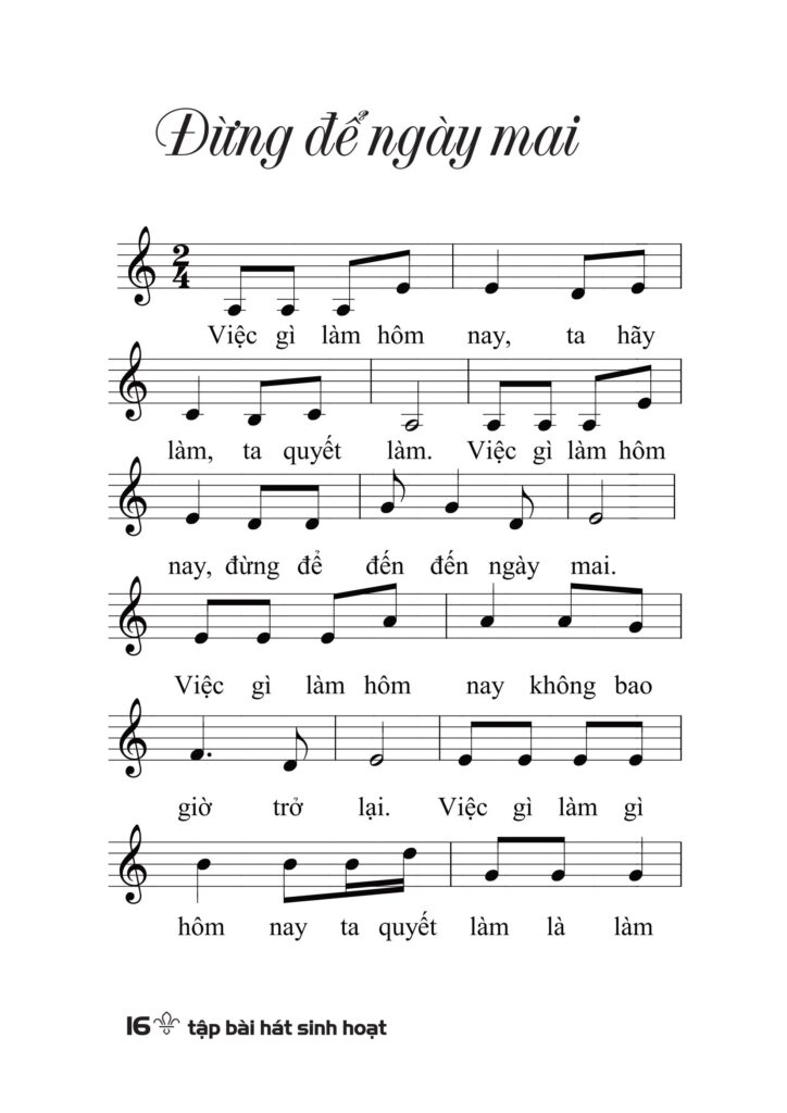 Sheet nhạc - Đừng để ngày mai